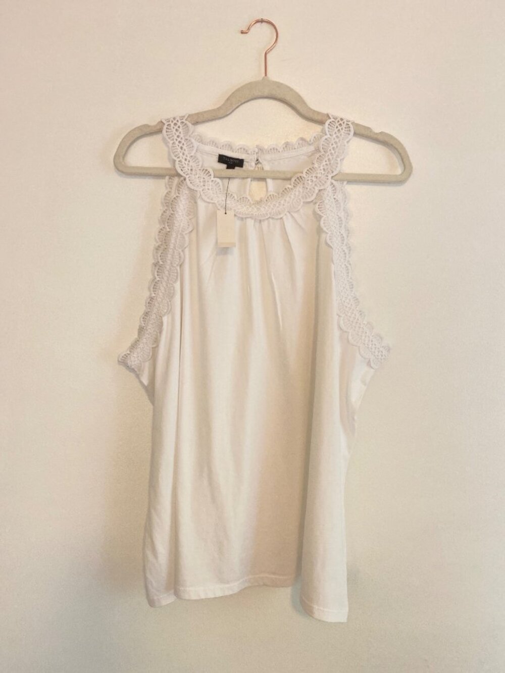 NWT Talbots White Sleeveless Crochet Trim Cotton Tank Top Size 2X